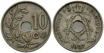 Бельгия 10 сантимов 1927 Belgique KM 85 медно-никель 4172-1024