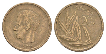 Бельгия 20 франков 1981 Belgie, Бодуэн I (1951-1993) KM 160 никель латунь 4538-1213