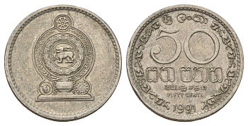 Шри-Ланка 50 центов 1991 KM 135.2 медно-никель 4637-333