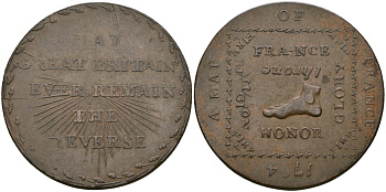 Великобритания, Мидлсекс 1/2 пенни 1794 Карта Франции, токены Кондера Dalton & Hamer 1016, Atkins 98 медь 000-000