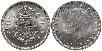 ИСПАНИЯ 5 ПЕСЕТ 1975 (76) ХУАН КАРЛОС I KM 807 медно-никель 56-711