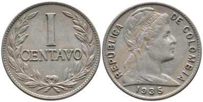 Колумбия 1 сентаво 1935 KM 275 медно-никель 4532-167