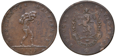 Великобритания 1/2 пенни 1793 Манчестер-Ланкашир, жетон Dalton & Hamer 135 медь 1531-845