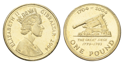 Гибралтар 1 фунт 2004 300 лет захвату Гибралтара KM 1051 никель латунь UNC 4666-431
