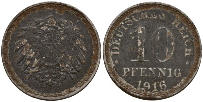 Германия 10 пфеннигов 1916 KM 20, J. 298 железо 4187-1026