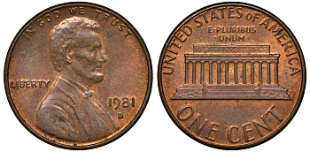 США 1 ЦЕНТ 1981 D, ЛИНКОЛЬН KM 201 медь цинк 72-1026