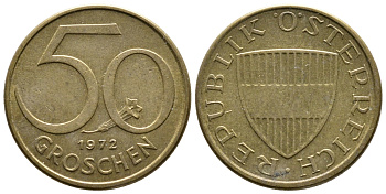 Австрия 50 грошей 1972 KM 2885 алюминиевая бронза 26-1465