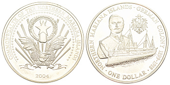 Северные Марианские острова (территории США) 1 доллар 2004 Немецкая колония 1899-1918 Schon 11 медно-никель BU 3896-1311