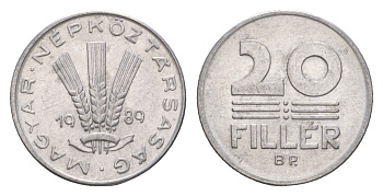 Венгрия 20 филлеров 1989 BP KM 573 алюминий 4658-653