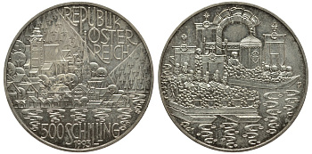 Австрия 500 шиллингов 1993 Гальштат и район озер KM 3011 серебро UNC 413-4532