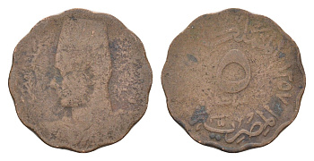 Египет 5 миллим 1938 KM 360 бронза 4659-969