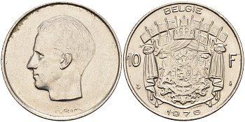 Бельгия 10 франков 1976 Belgie, Бодуэн I (1951-1993) KM 156.1 никель    4595-541