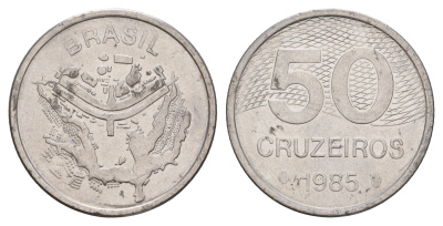 Бразилия 50 крузейро 1985 KM 594.2 нержавеющая сталь 4657-123