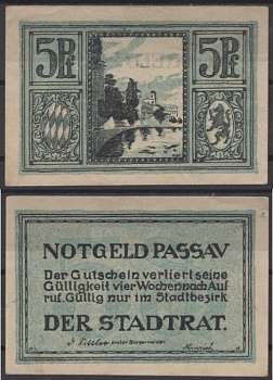 Пассау 5 пфеннигов 1921 Grabowski P7.13a бумага UNC (пресс) 2193-49-1-1
