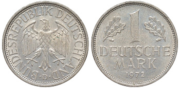 ФРГ 1 марка 1972 D KM 110 медно-никель 4132-716