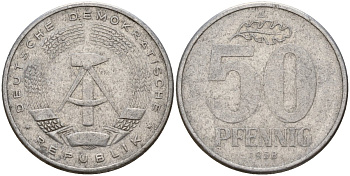 ГДР 50 пфеннигов 1958 A KM 12.1 алюминий 106-152