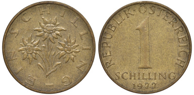 Австрия 1 шиллинг 1977 KM 2886 алюминиевая бронза 51-1055
