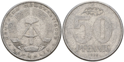 ГДР 50 пфеннигов 1958 A KM 12.1 алюминий 106-152