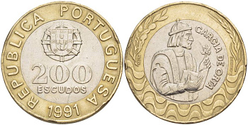 Португалия 200 эскудо 1991 Гарсия Де Орта (1501-1568) KM 655 биметалл 4545-812