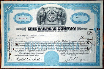 США ERIE RAILROAD COMPANY 1942 сертификат на 11 акций 00-00