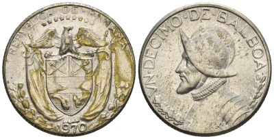 Панама 1/10 бальбоа 1970  KM 10 медь плакированная медно-никелем  aUNC  4609-858