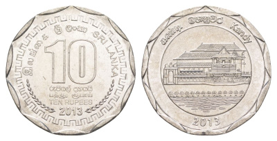 Шри-Ланка 10 рупий 2013 серия административные округа Шри Ланки, Канди KM 201 нержавеющая сталь UNC 4635-1017