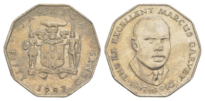 Ямайка 50 центов 1987 Маркус Гаврей (1887-1940) KM 65 медно-никель 91-1121
