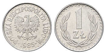 Польша 1 злотый 1985 Y 49.1 алюминий aUNC 4616-123