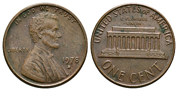 США 1 ЦЕНТ 1978 D KM 201 медь цинк 89-314