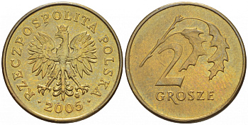 ПОЛЬША 2 ГРОША 2005 MW KM 277 латунь UNC 4516-1141