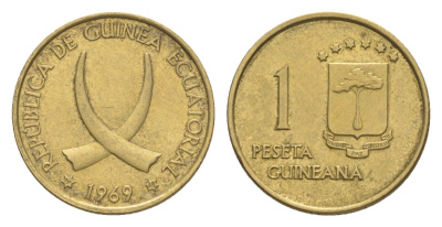 Экваториальная Гвинея 1 песета 1969 KM 1 алюминиевая бронза 4618-1265