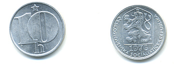 ЧЕХОСЛОВАКИЯ 10 ГЕЛЛЕРОВ 1976 СОЦИАЛИСТИЧЕСКАЯ РЕСПУБЛИКА KM 80 алюминий 89-1756