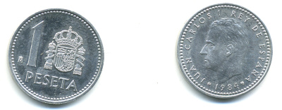 Испания 1 песета 1984 Хуан Карлос I (1975-2014) KM 821 алюминий UNC 76-1021