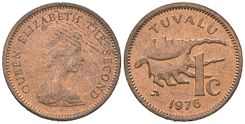 Тувалу 1 цент 1976 KM 1 бронза UNC 4618-1242