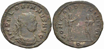 Римская Империя аврелианиан 276 Флориан CONCORDIA MILITVM Кизик Very fine RIC 116 бронза 1073-17-47