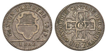 Швейцарские кантоны, Фрибур 1 батцен 1828 KM 83 серебро 1520-234