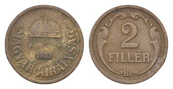 Венгрия 2 филлера 1931 BP KM 506 бронза 4664-841