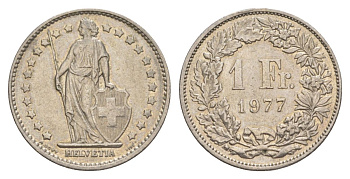 Швейцария 1 франк 1977 KM 24a медно-никель 4633-656