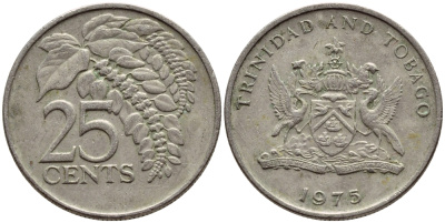 Тринидад и Тобаго 25 центов 1975 цветок дикая пуансеттия KM 28 медно-никель 4396-667