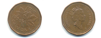 КАНАДА 1 ЦЕНТ 1990 КЛЕНОВЫЙ ЛИСТ KM 181 бронза 177-1427