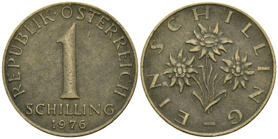 Австрия 1 шиллинг 1976 KM 2886 алюминиевая бронза 4135-211