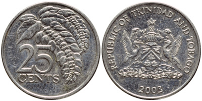 Тринидад и Тобаго 25 центов 2003 цветок дикая пуансеттия KM 32 медно-никель 4396-815