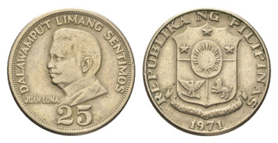 Филиппины 25 сентимо 1971 Хуан Луна KM 199 медь цинк никель 4668-715