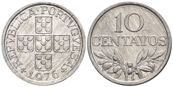 ПОРТУГАЛИЯ 10 СЕНТАВО 1976 KM 594 алюминий 4528-831
