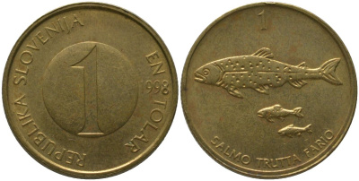 Словения 1 толар 1998 KM 4 латунь 4546-1056