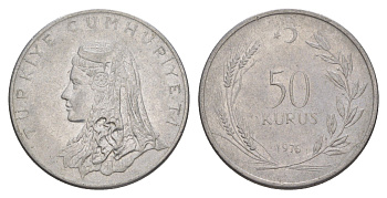 Турция 50 курушей 1976 Анатолийская невеста KM 899 нержавеющая сталь 4648-731