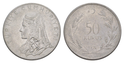 Турция 50 курушей 1976 Анатолийская невеста KM 899 нержавеющая сталь 4648-731