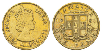 Ямайка 1 пенни 1961 KM 37 никель латунь 4628-714