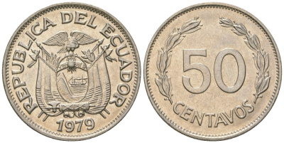 Эквадор 50 сентаво 1979 KM 81 сталь плакированная никелем aUNC 4511-125