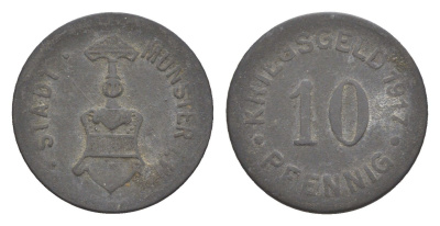 Мюнстер в Вестфалии 10 пфеннигов 1917 Funck 350.1, Men18 22667.1 цинк 4643-966